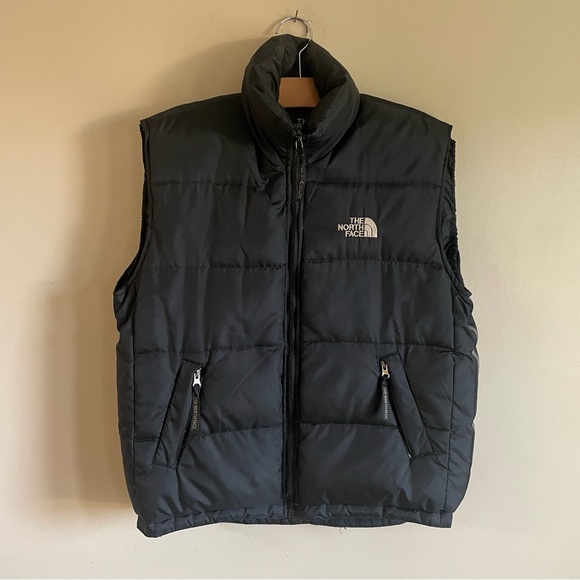 Vintage The North Face Down Puffer Vest Hooded Black Mens Size Medium - Picture 1 of 12